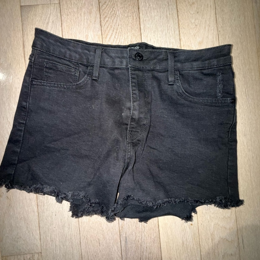 Just Black Jean Shorts Black Distressed Frayed Hem